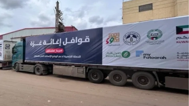 قوافل مساعدات كويتية لدعم غزة